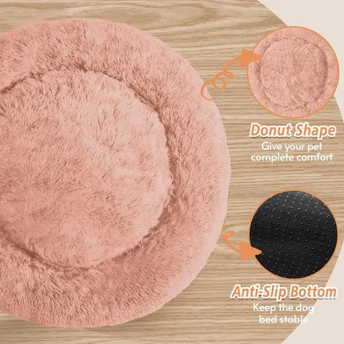 Vista 289 de JOLLYVOGUE Cama Calmante para Perros Pequeños - Cama para Perros Pequeños en Forma de Dona Lavable de 23 Pulgadas para Gatitos y Cachorros, Camas