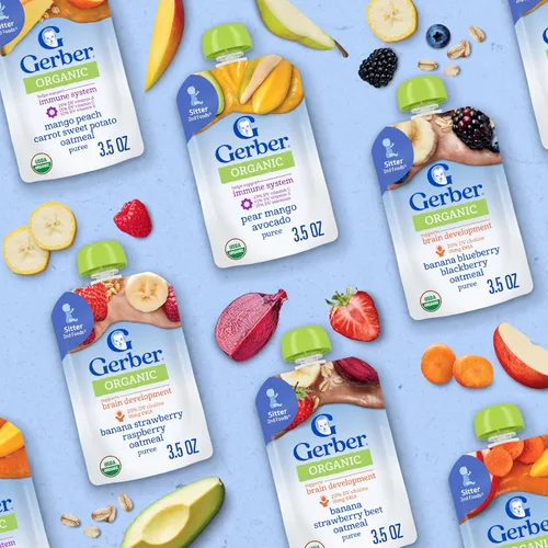 Vista 9 de Gerber Bolsas de comida orgánica para bebés, 2nd Foods for Sitter, WonderFoods, Pear Mango Aguacate, 3.5 onzas (paquete de 12)
