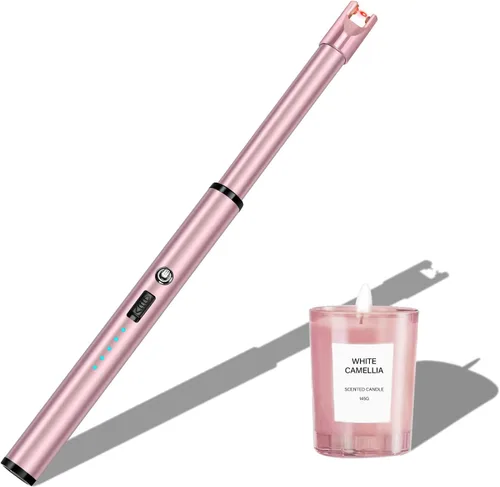 Vista 12 de Navpeak Encendedor de velas eléctrico, resistente al viento, recargable por USB, sin llama, cuello largo, para velas, estufa de gas, chimenea, Negro