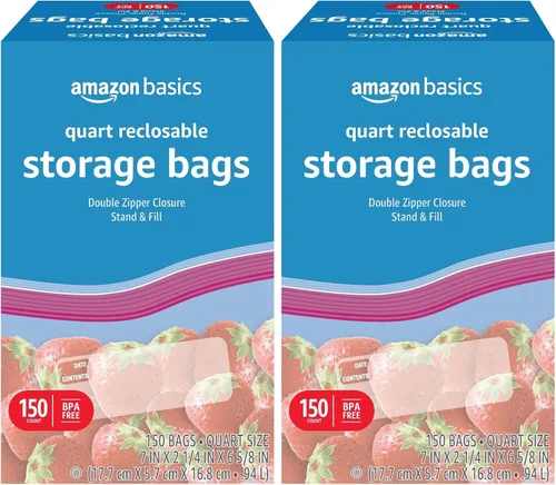 Vista 6 de Yaxa Basics Bolsas de almacenamiento de alimentos con cierre de doble cremallera, soporte y base de relleno, sin BPA, 120