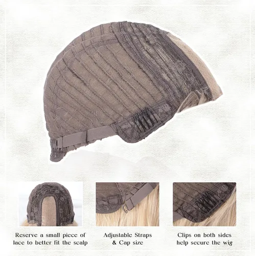 Vista 5 de Aida ble Peluca larga rubia para mujer, peluca ondulada de cabello sintético rubio sucio, peluca de aspecto natural, resistente al calor, para uso