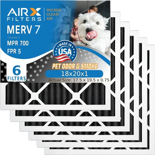 AIRx Filters WICKED CLEAN AIR - Filtro de aire de carbono de 18 x 20 x 1, MERV 7, eliminador de olores, paquete de 6 compatibles con aire