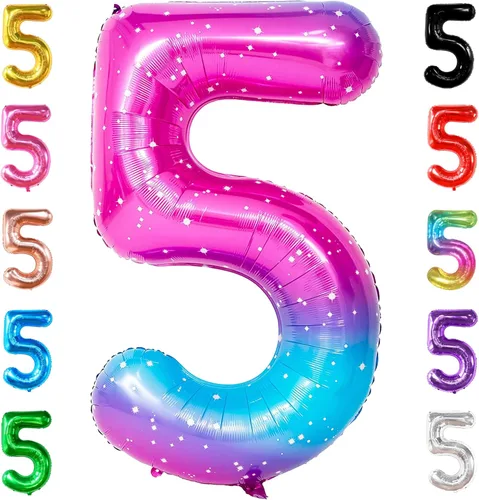 Vista 209 de KatchOn, Globo gigante de oro rosa con el número 5 de 40 pulgadas, globos de cinco globos de oro rosa con el número 5, decoraciones de cumpleaños 5