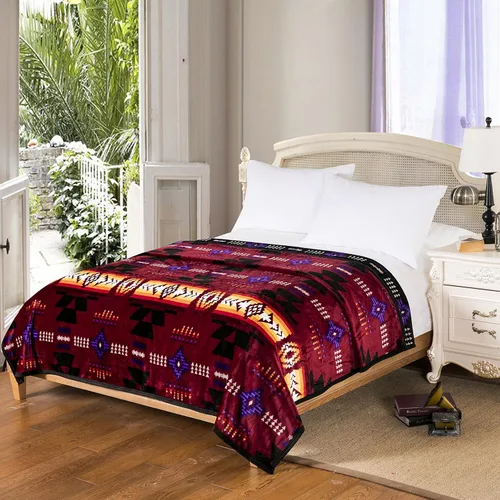 Southwest Design (estampado navajo) - Manta reversible súper suave tamaño King (borgoña)