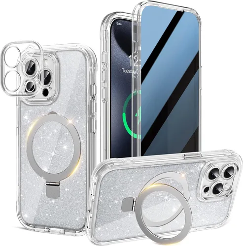 Vista 25 de [Anillo de metal CD y soporte invisible giratorio de 360° ] Funda magnética para iPhone 13 Pro Max [Parachoques galvanizados a prueba de golpes]