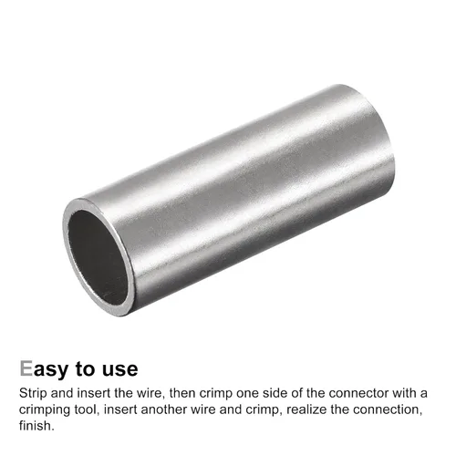 Vista 4 de MECCANIXITY Terminales de crimpado a tope sin aislamiento 4 AWG para empalme de cables eléctricos DIY, paquete de 10
