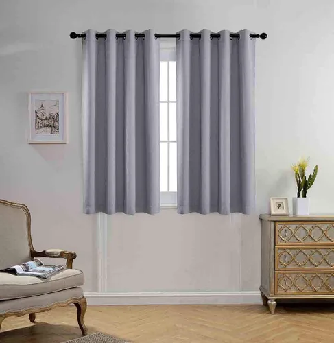Vista 29 de Miuco paneles de cortina de oscurecimiento con arandelas, cortinas opacas con textura para salón, juego de 2