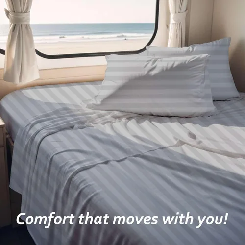 Vista 151 de Juego de sábanas para autocaravana tamaño individual (39 x 75) – 100% algodón egipcio, suave y refrescante, sábana bajera de 16 pulgadas