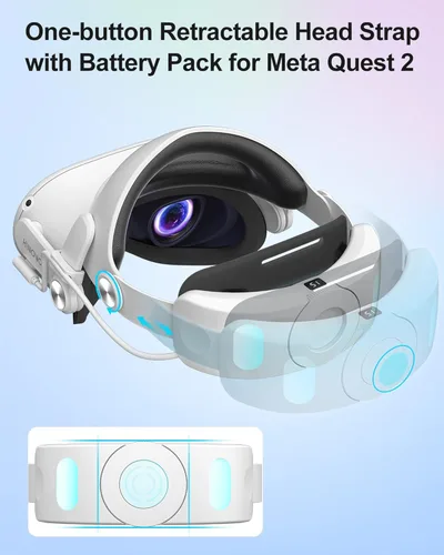 Vista 3 de HINOVO Adjustable 6000mAh Battery Head Strap for OculusMeta Quest 2 5-in-1 Replacement for Elite Strap with Facial Interface & Face Cover Pad & 2 X