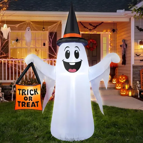4.5 FT Halloween Inflatable Ghost Outdoor Decoration with Magic Hat