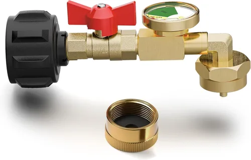 Vista 7 de NUPICK Adaptador de tanque de propano, Convertidor de 1 Lb a 20 Lb, Conecte pequeños tanques de propano a la parrilla de barbacoa, Construcción 100%