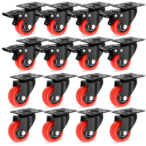 Vista 8 de Nefish - Juego de 4 ruedas de 2 pulgadas, ruedas de placa superior resistentes con freno 600 Lbs, ruedas de bloqueo dobles para muebles, ruedas