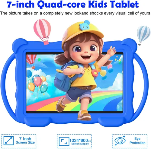 Vista 4 de Tableta infantil de 7 pulgadas para niños, Tableta de aprendizaje para niños de 32 GB ROM con estuche protector, aplicaciones educativas