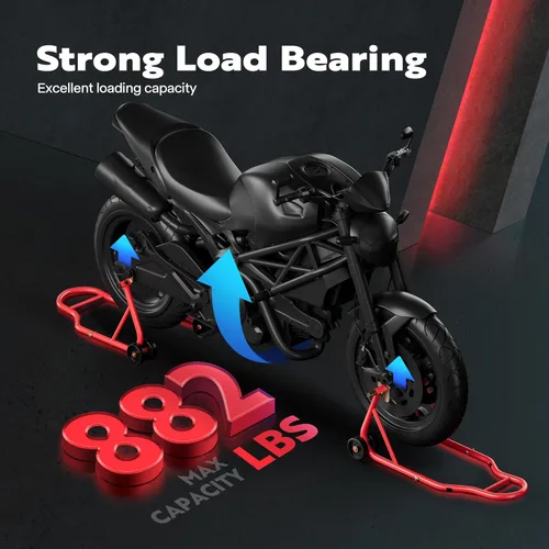 Vista 7 de SPECSTAR Soportes para motocicleta, capacidad de 882 libras, elevación de ruedas delanteras y traseras con combo de perno oscilante ajustable U+L