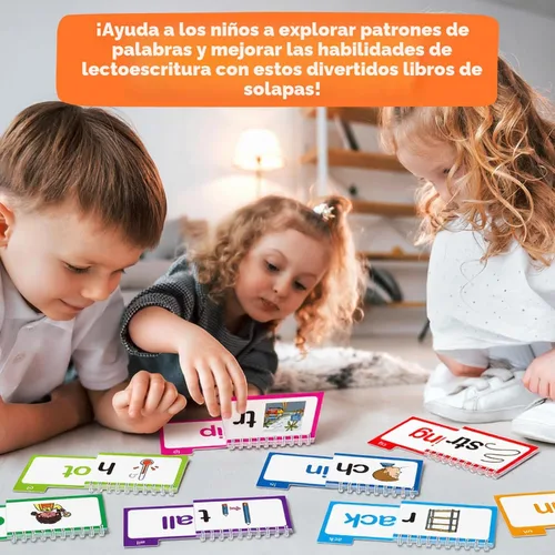 Vista 7 de Tarjetas Didácticas de Fonética Libro de Construcción de Familias de Palabras, Aprende a Leer 30 Libros de Volteo de Lectura y Rima, Tarjetas