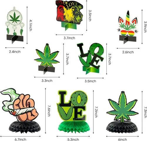Vista 3 de OSNIE Centros de mesa con temática de panal de abeja, 12 unidades, para fumar, marihuana, hojas verdes, marihuana, marihuana, marihuana, marihuana