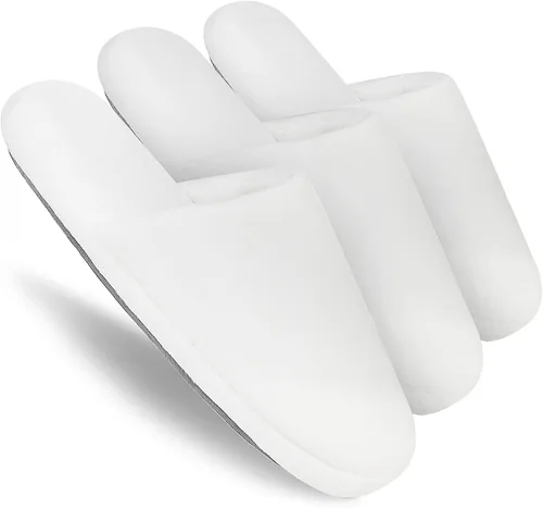 3 pares de pantuflas de spa de lujo, espuma viscoelástica de algodón, antideslizantes, puntera cerrada, lavables para hoteles, invitados, viajes,