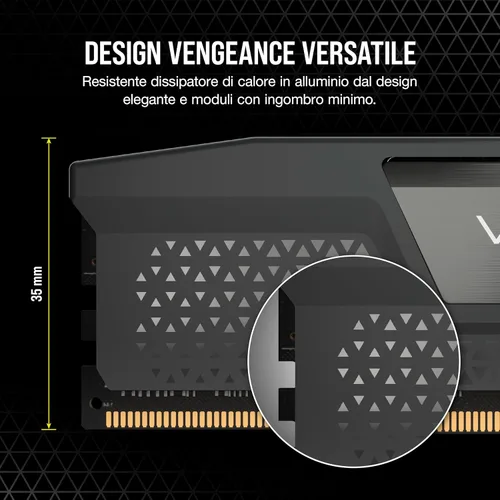 Vista 5 de CORSAIR Vengeance DDR5 RAM 96GB (2x48GB) 6000MHz CL36-44-44-96 1.4V Memoria para computadora de escritorio AMD Expo Intel XMP 3.0 – Gris