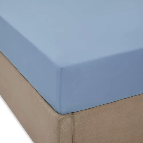 Vista 4 de Linen Closet Sábana bajera ajustable de 100% algodón solamente - Tamaño Full, azul - Tejido de percal nítido, fresco y transpirable, bolsillo