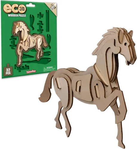 Vista 9 de Rompecabezas de madera Eco 3D de Deluxebase. Kit de manualidades de rompecabezas 3D con temática animal. Juguetes de animales de safari de madera