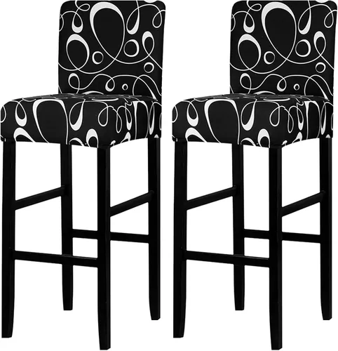 Vista 14 de Lellen Juego de 2 fundas para taburetes de bar, fundas jacquard para taburetes de bar, fundas deslizables elásticas para taburetes de bar