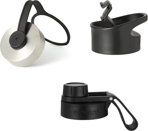Vista 6 de IRON FLASK - Botella deportiva de 14, 18, 22, 32, 40, 64 o 128 onzas, 3 tapas (boquilla), acero inoxidable aislado al vacío, doble pared moderna