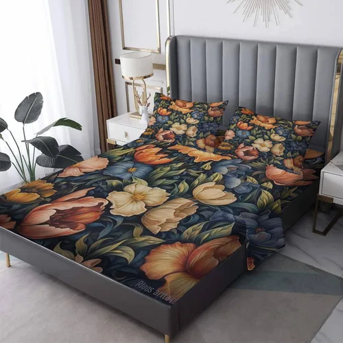 Vista 11 de Lotus Sábanas tamaño individual – Sábanas de cama de flor de loto, microfibra suave, bolsillo profundo, sábanas y fundas de almohada sin arrugas, 3