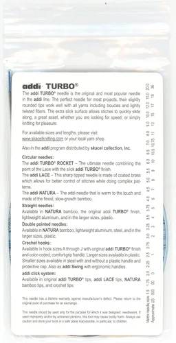 Vista 2 de addi Aguja de tejer Turbo Circular Skacel Blue Cord 24 pulgadas (23.6 in) Tamaño US 02 (0.118 in)