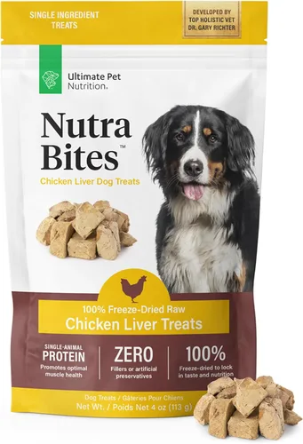 Vista 12 de ULTIMATE PET NUTRITION Nutra Bites - Golosinas liofilizadas de un solo ingrediente crudo para entrenamiento y complemento alimenticio para perros, 4