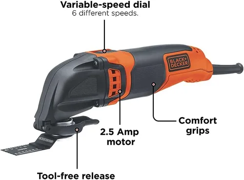 Vista 2 de Black & Decker BD200MTB multiherramienta oscilante de velocidad variable, 2.5 A