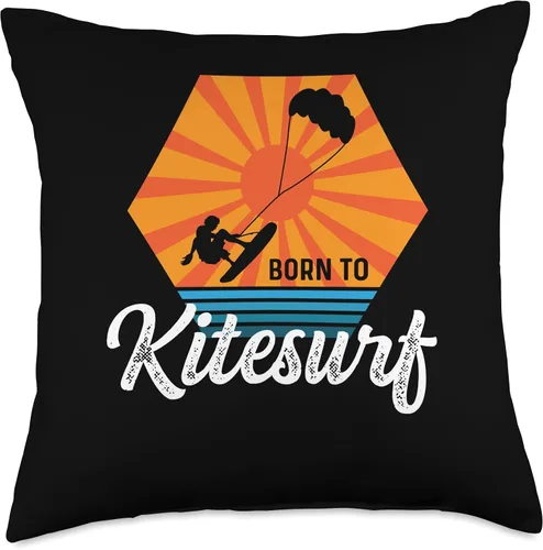 Vista 4 de Born to Kitesurf Board, Kite, Harness Born Kitesurf - Almohada para entusiastas del kitesurf, 16 x 16 pulgadas, multicolor
