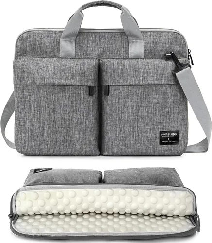Vista 9 de KINGSLONG - Bolsa para laptop de 14 pulgadas con correa para el hombro, bolso de mensajero, funda delgada para transportar computadora, bolso