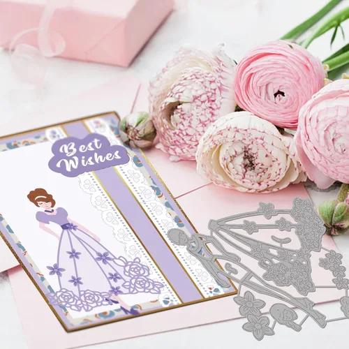 Vista 2 de GLOBLELAND Plantilla de estampado de mujer de moda para mujer, de acero al carbono, troquelada, flor troquelada, para álbumes de recortes, tarjetas