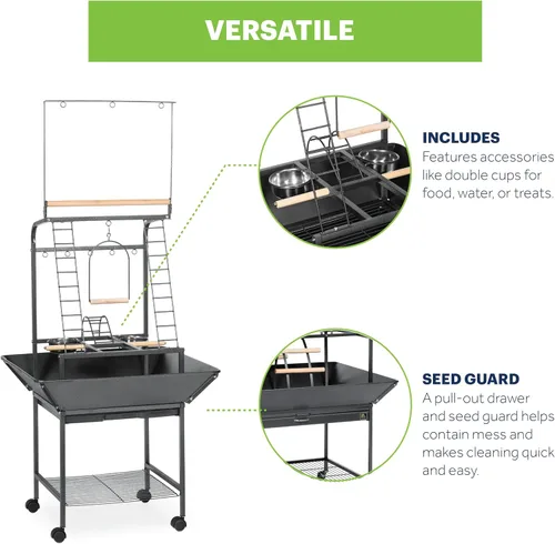 Vista 4 de Prevue Pet Products - Soporte de juego de loro con ruedas, centro de juegos rodante para pájaros con perchas y escaleras, parque infantil