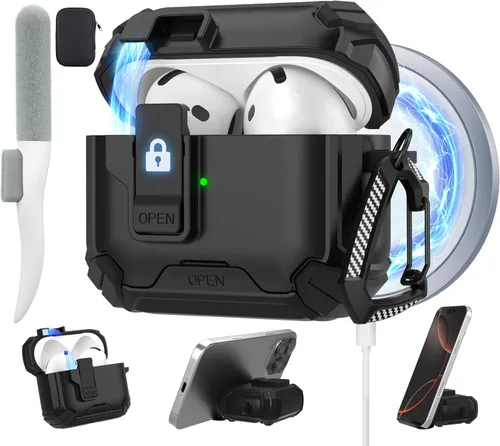 Vista 11 de Maxjoy Funda para AirPods Pro 2 Case 2022, Funda Protectora para AirPods Pro de 2ª Generación con Bloqueo Automático, Compatible con Apple AirPod