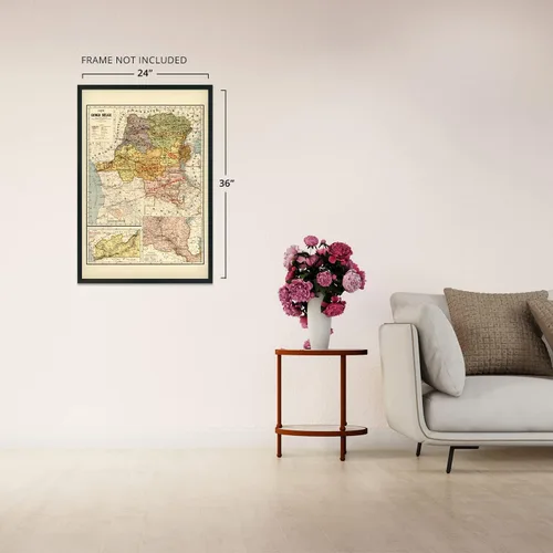Vista 4 de HISTORIX Mapa vintage del Congo belga de 1896 - Arte de pared vintage del Congo de 24 x 36 pulgadas, mapa de la República Democrática del Congo
