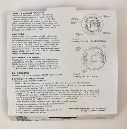 Vista 5 de SIEMENS DB-11 - Base de detector de montaje en superficie de bajo perfil para la serie 11