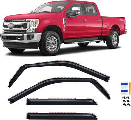 Vista 22 de Visor de ventana para Toyota Tacoma de cabina doble 2005-2015, protectores de lluvia de canal abierto, deflector de ventilación, protector solar