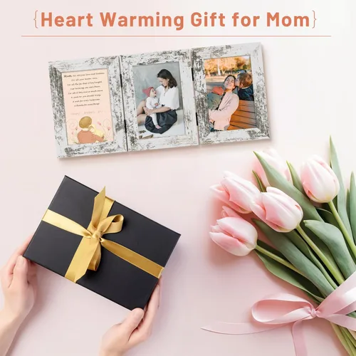 Vista 80 de Golden State Art - Marco decorativo con bisagras para mesa, escritorio, 3 aberturas verticales, con cristal real