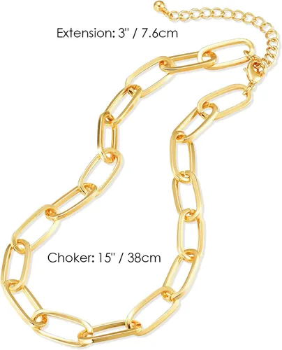 Vista 5 de LANE WOODS Collar y pulsera de cadena de oro para mujer y mujer, juego de joyería de clip de cadena delicada y gruesa