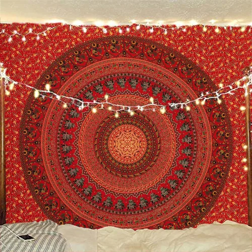 Vista 9 de Bless International - Tapiz hippie indio gitano bohemio psicodélico de algodón mandala colgante en la pared multicolor mandala grande tapiz hippie