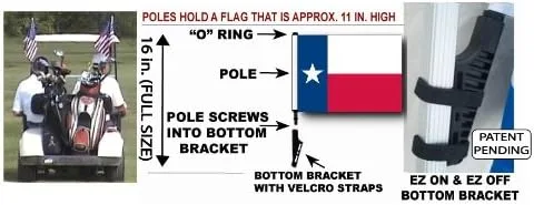 Vista 2 de Soporte inferior de encendido y apagado de la bandera del carrito de golf de Texas