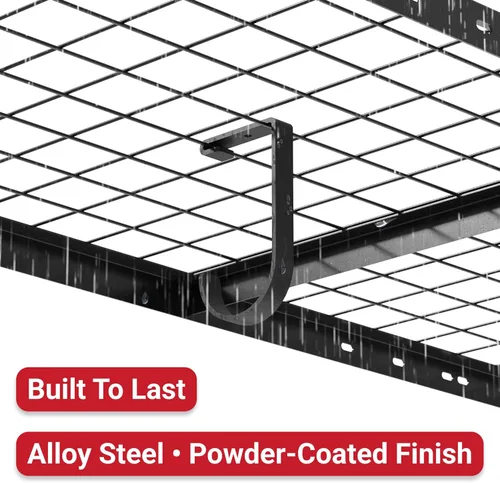 Vista 7 de FLEXIMOUNTS Paquete de 4 Ganchos Planos de Almacenamiento Adicionales Accesorio para Estante de Techo de Garaje y Estantería de Pared, Capacidad