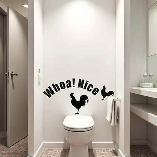 Vista 5 de Calcomanías divertidas para inodoro, Whoa Nice - Adhesivo decorativo de vinilo impermeable para pared, removible autoadhesivo, para decoración