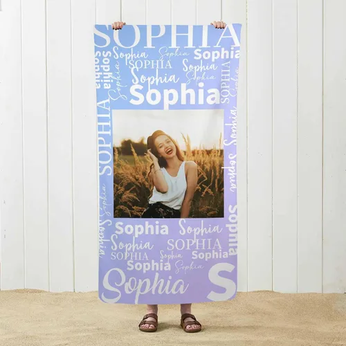 Vista 30 de MyPupSocks Toalla de playa personalizada – Toalla de piscina personalizada de piñas – Morado Personaliza con tu nombre