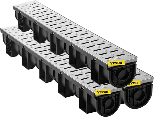 Vista 14 de VEVOR Sistema de drenaje de trinchera, paquete de 3 unidades, drenaje de canal con rejilla de plástico de 5.7 x 3.1 pulgadas, zanja de drenaje