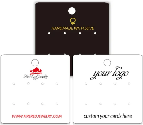 Vista 10 de Tarjetas personalizadas de 1 x 3 pulgadas, tarjetero de joyería para aretes personalizados, paquete de 100, 200, 500, 1000