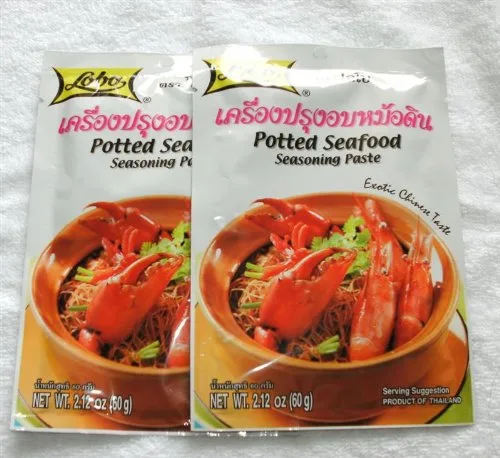 Lobo Condimento de camarones al horno fideos en olla de arcilla china 2.12 oz. (5 bolsitas)