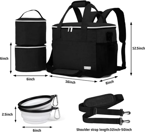 Vista 6 de BAGLHER Bolsa de viaje para perros, mochila de suministros para mascotas, bolsa de almacenamiento de 5 piezas con correa para el hombro, 2