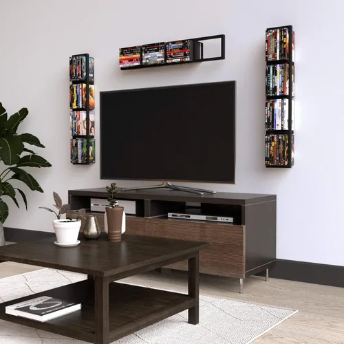 Vista 2 de You Have Space CD DVD Storage Shelf for Wall, 34 Inch Cube Storage Media Shelf and Video Game Organizer, Metal Black Wall Shelf